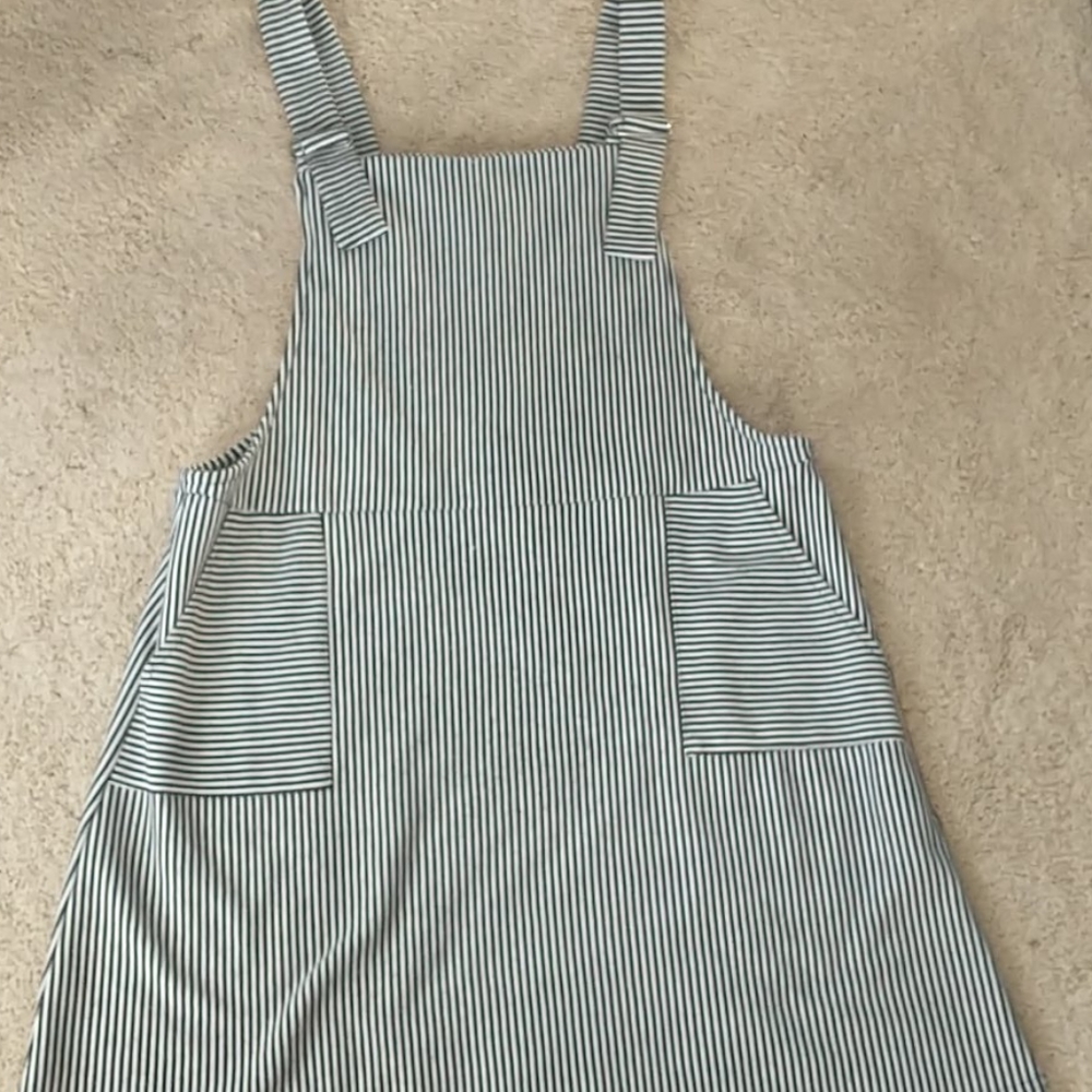 striped overal dress